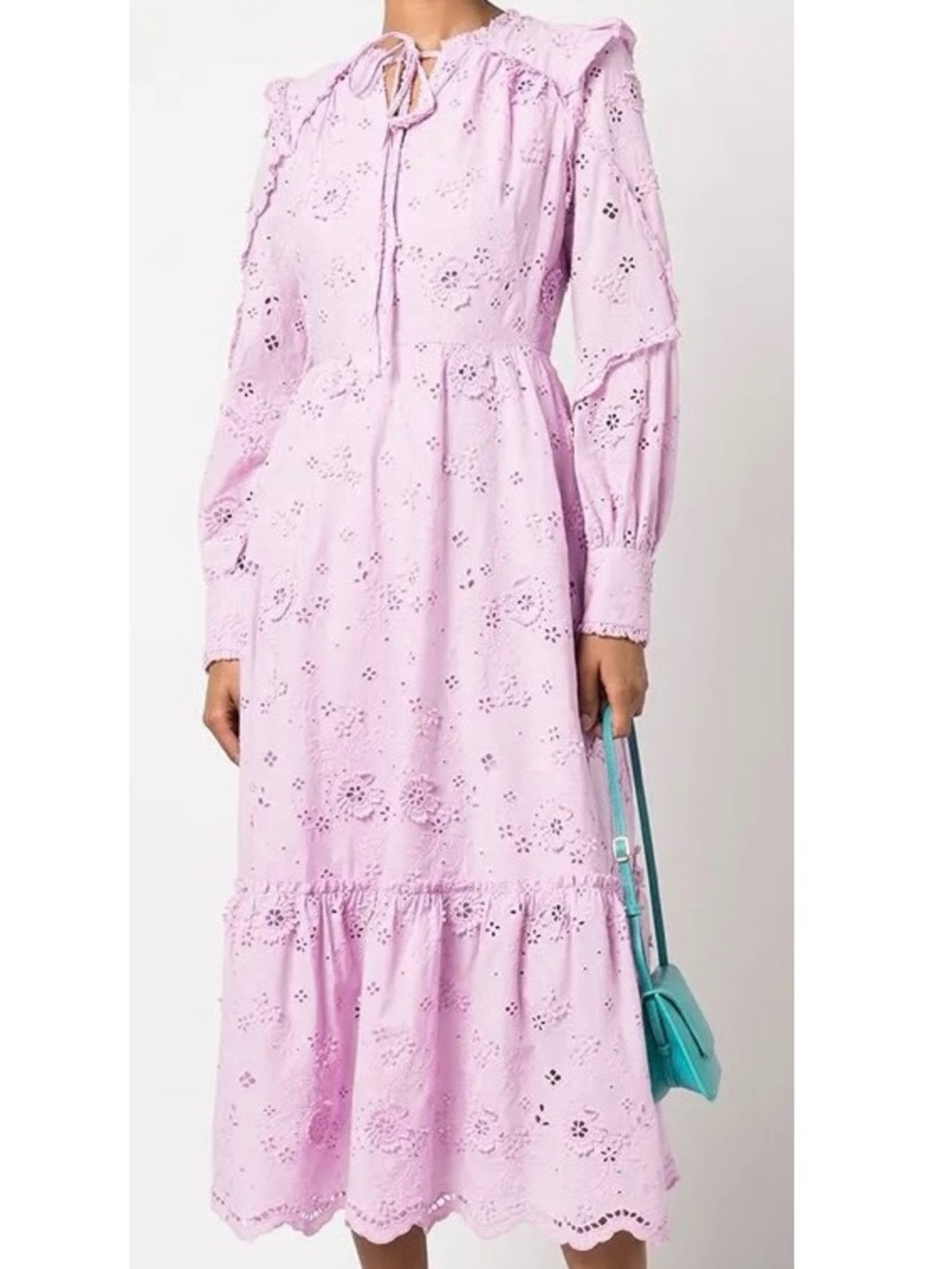 Marchesa Notte Broderie-Anglaise Midi Dress Size 6
